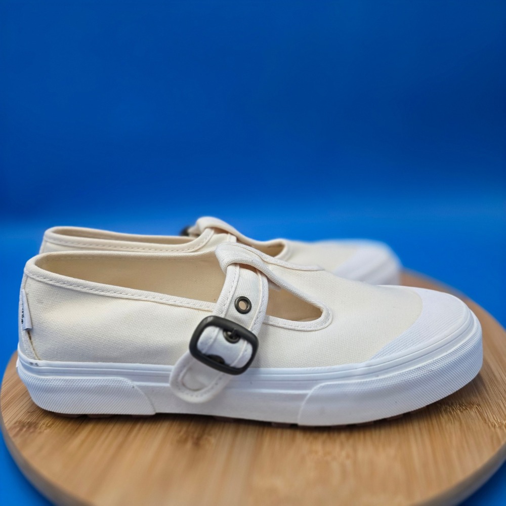 Vans‎ Mary Jane Canvas Sneakers Cream White Buckle Low Top Women's Size 8 NWOB